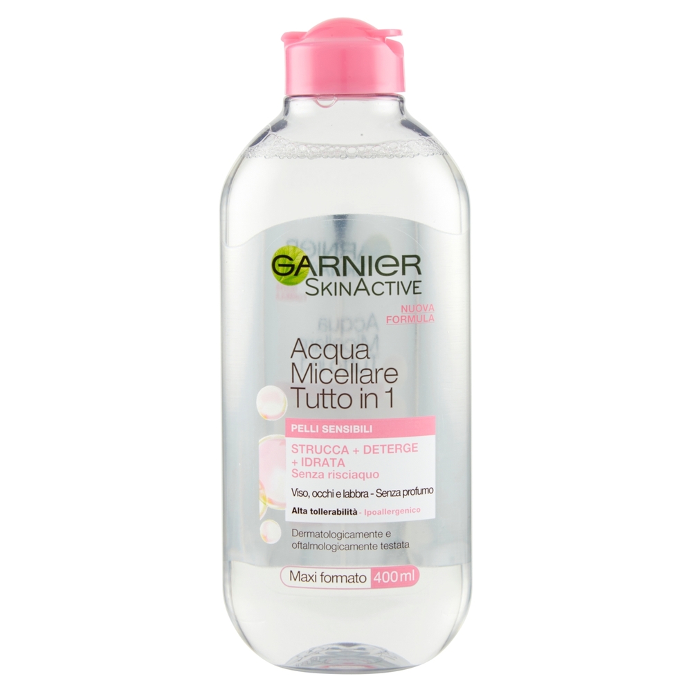 Garnier Acqua Micellare Tutto in 1 Struccante viso, occhi e labbra per pelli sensibili, 400 ml